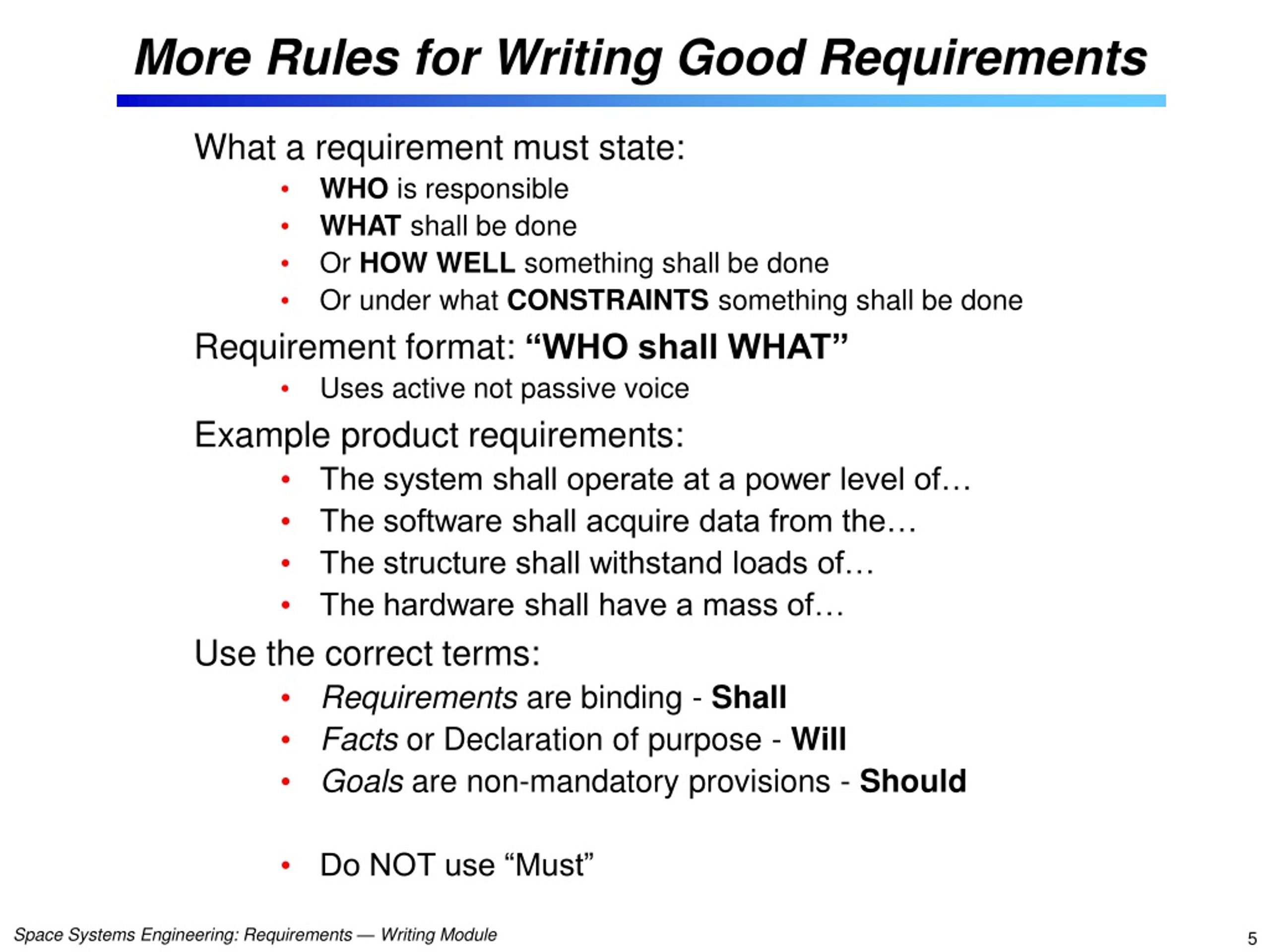 Rules For Writing Requirements