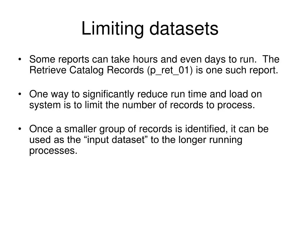 limiting datasets n.