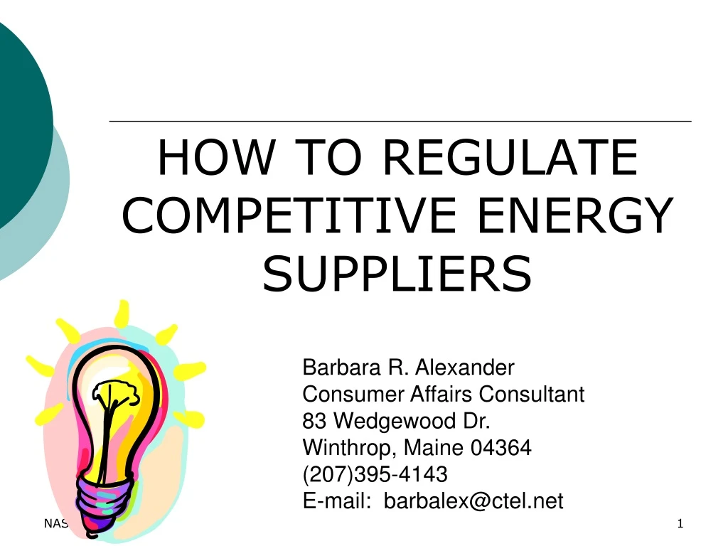 how to regulate competitive energy suppliers n.
