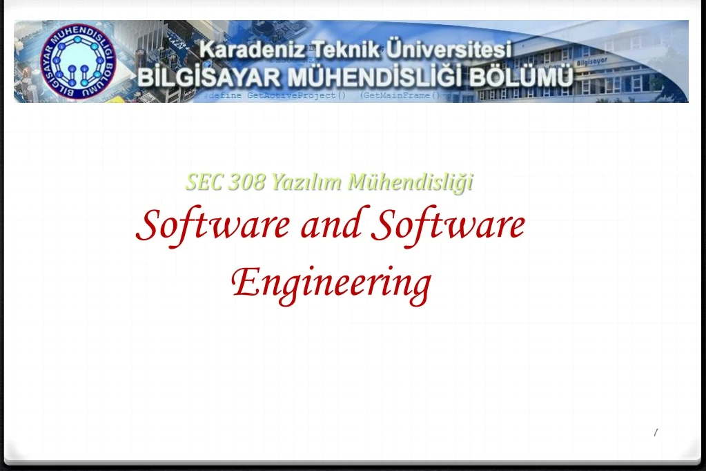 PPT - SEC 308 Yazılım Mühendisliği Software And Software Engineering ...