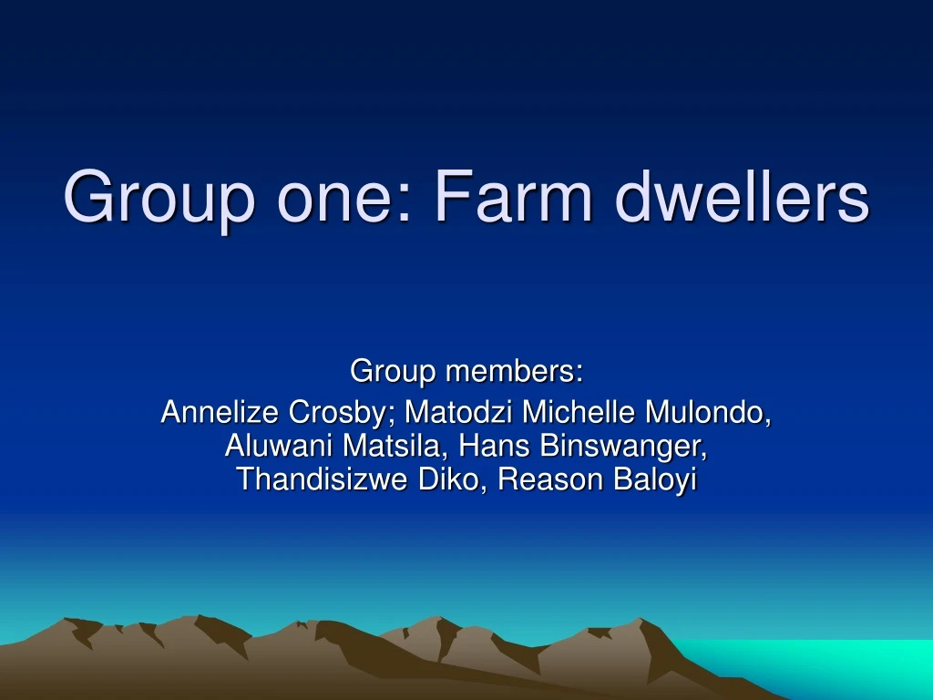 group one farm dwellers n.