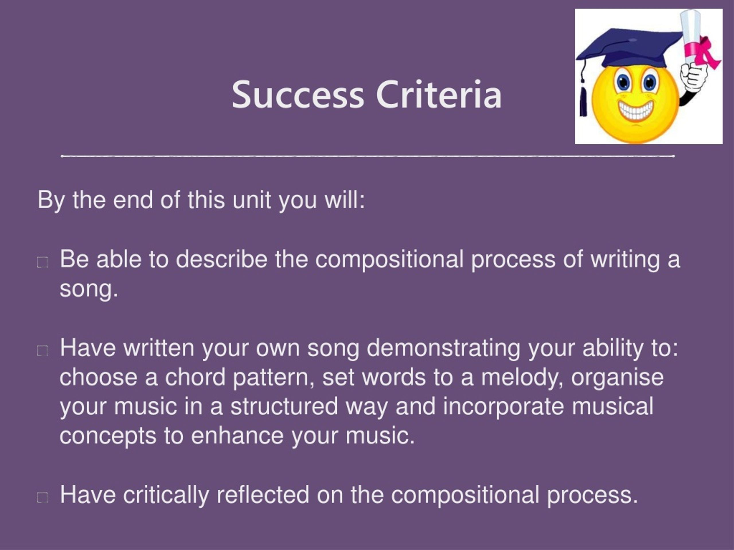 song presentation criteria