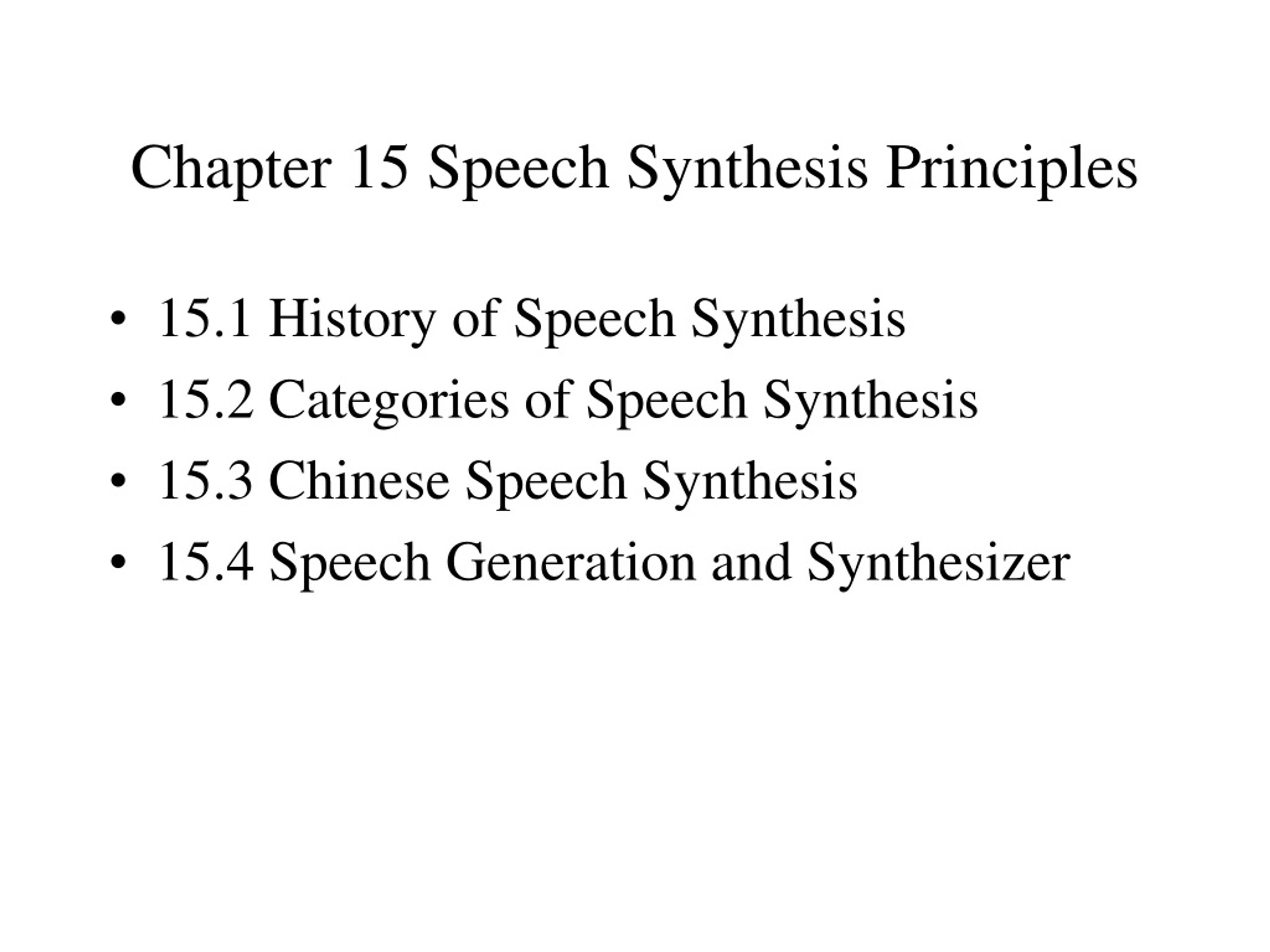 Ppt Chapter 15 Speech Synthesis Principles Powerpoint Presentation Free Download Id9145203 