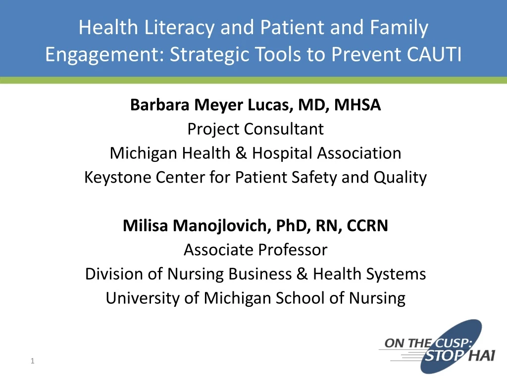 PPT - Health Literacy and Patient and Family Engagement: Strategic ...