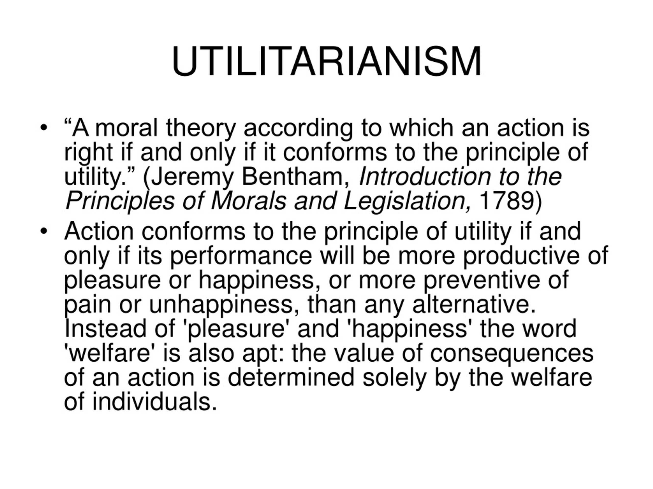 moral theory utilitarianism