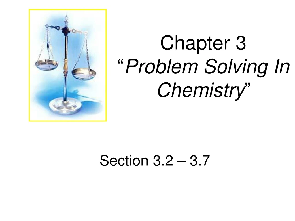 what is the problem solving of chemistry