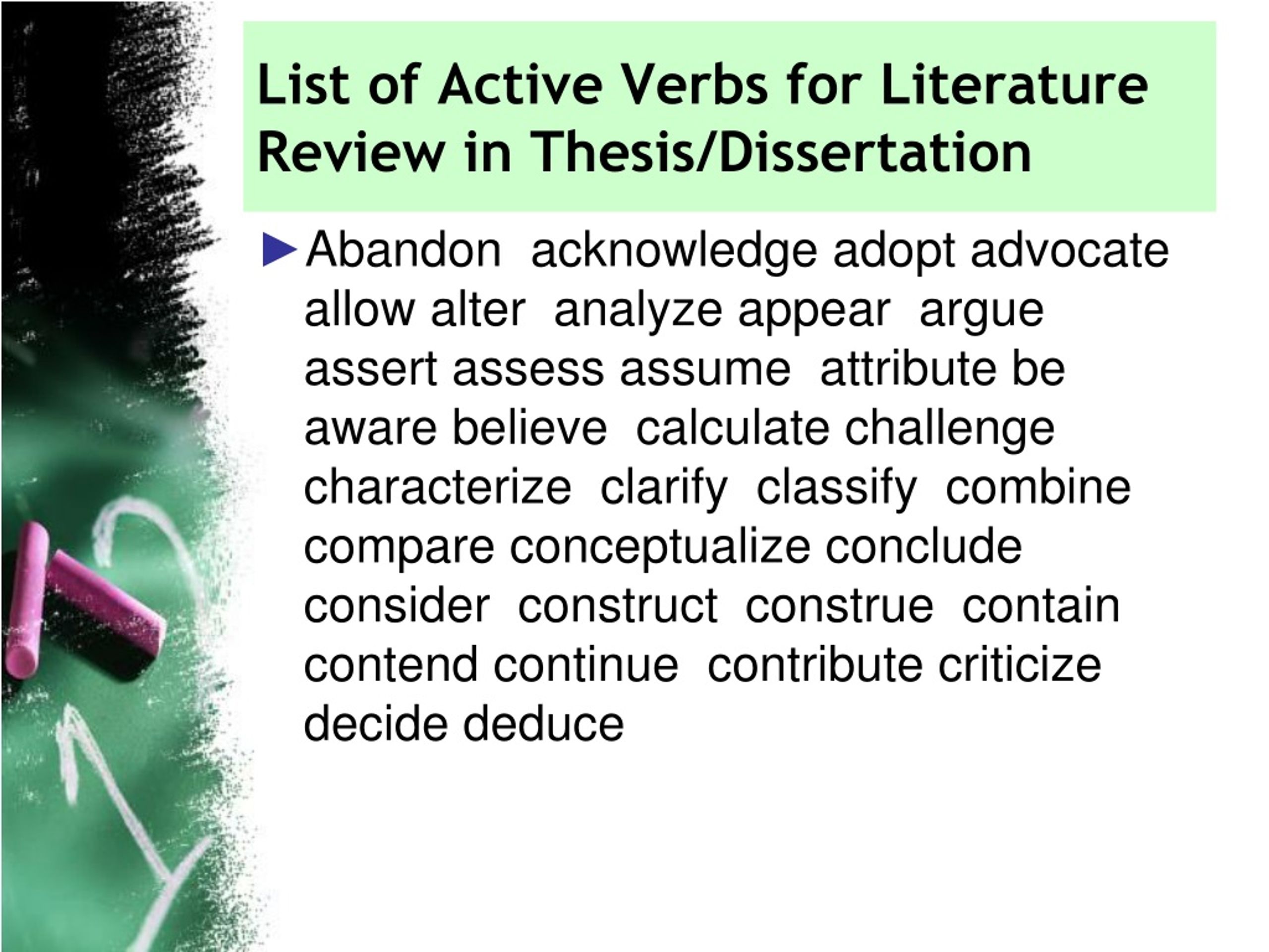verb for dissertation