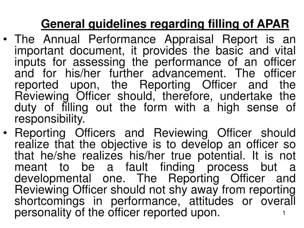 PPT - General Guidelines Regarding Filling Of APAR PowerPoint ...