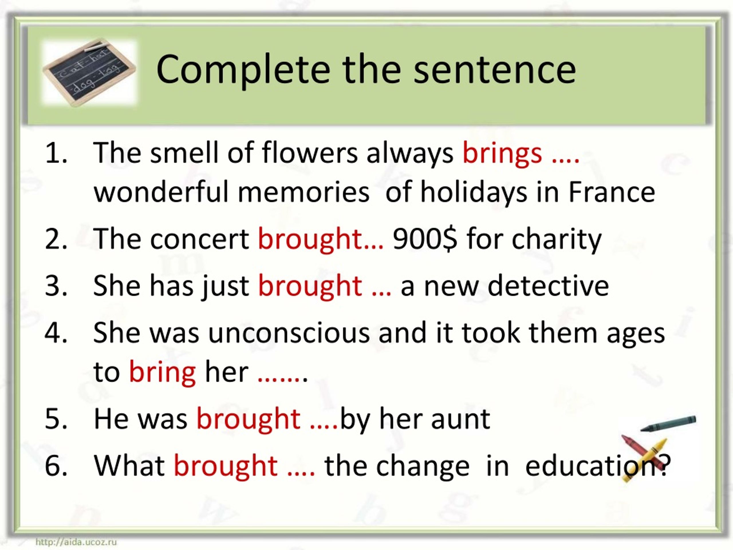 Complete the sentences with somebody