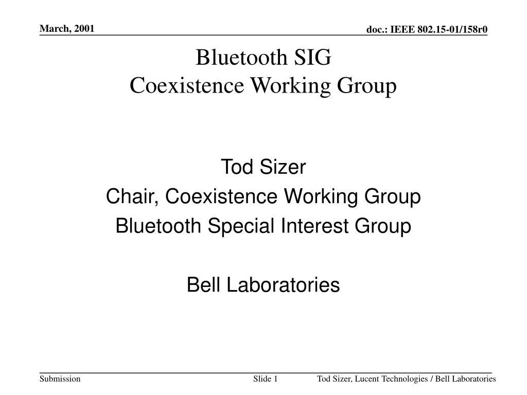bluetooth sig coexistence working group n.