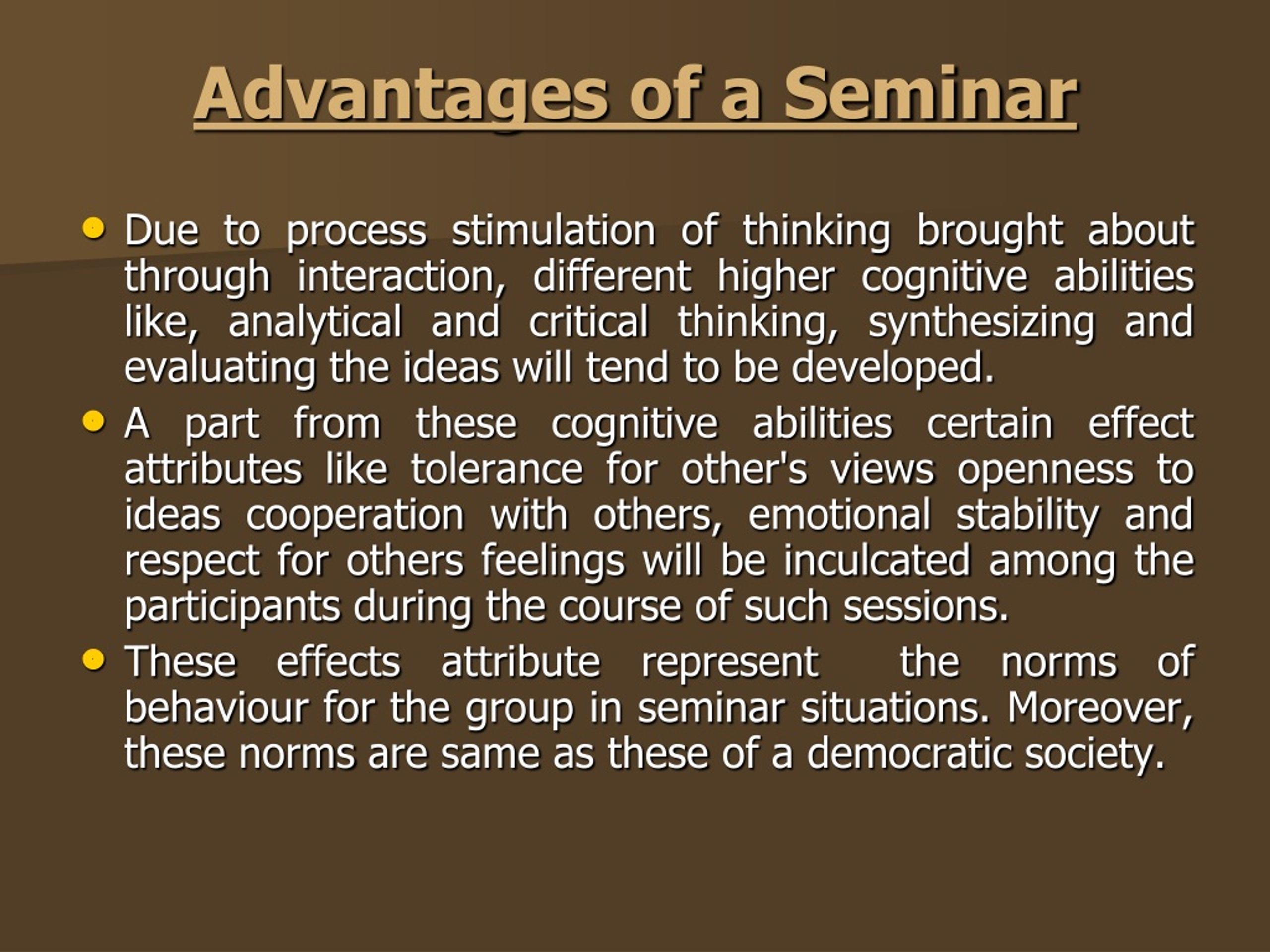 advantages of seminar presentation