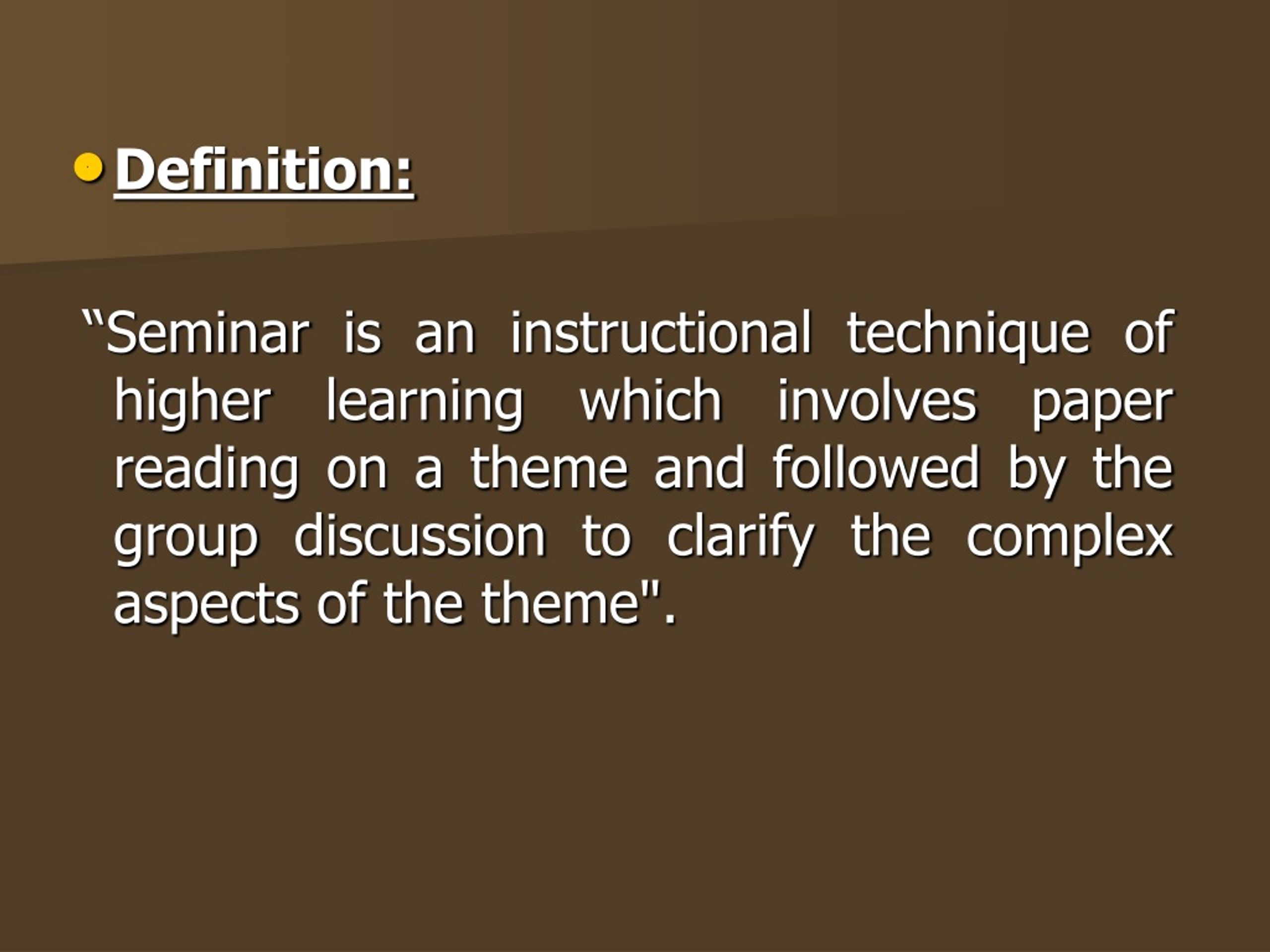 definition of seminar presentation