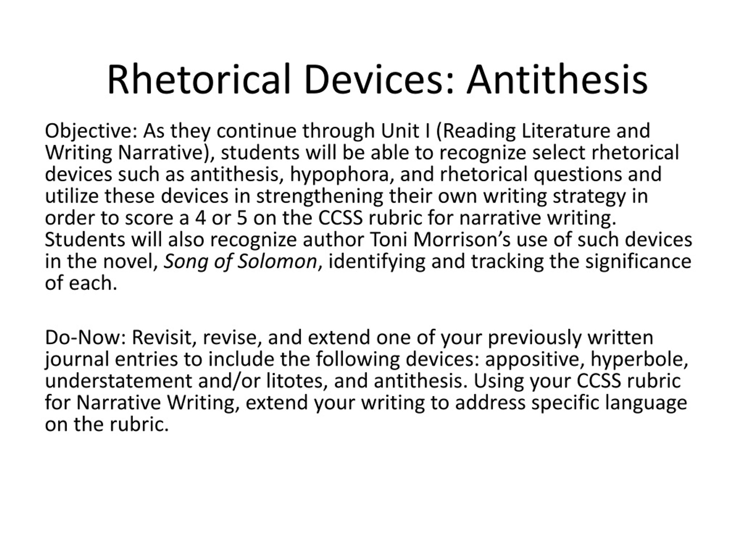 examples of antithesis rhetorical device