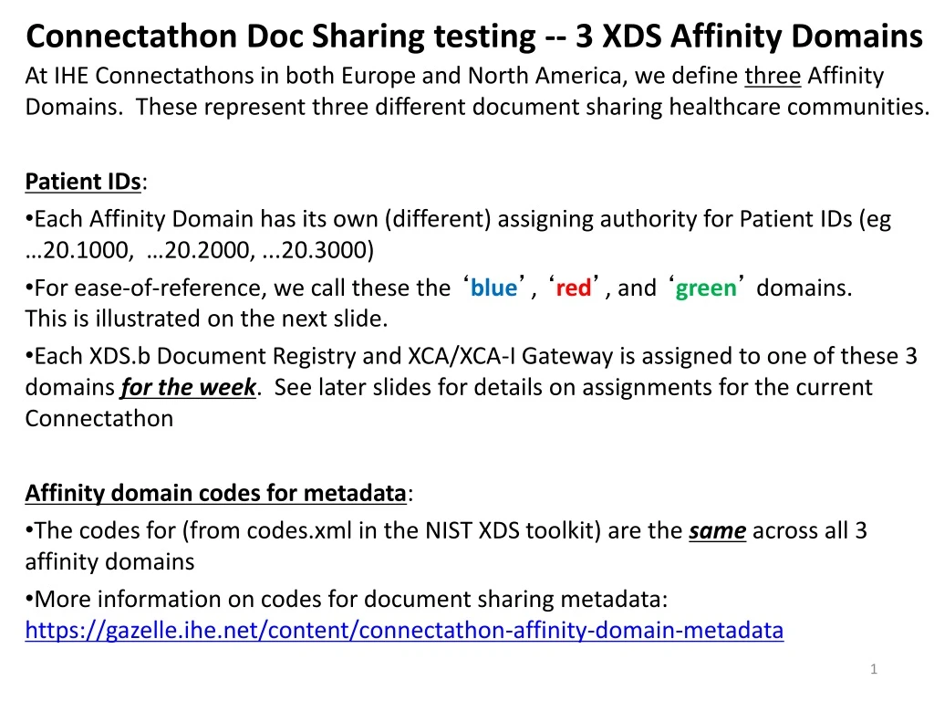 connectathon doc sharing testing 3 xds affinity domains n.