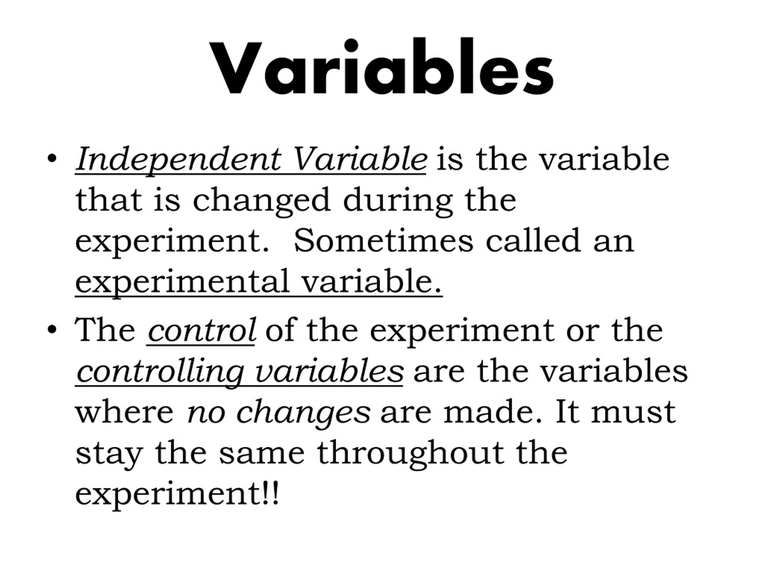 responding variable in a experiment