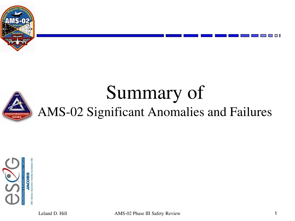 summary of ams 02 significant anomalies and failures n.