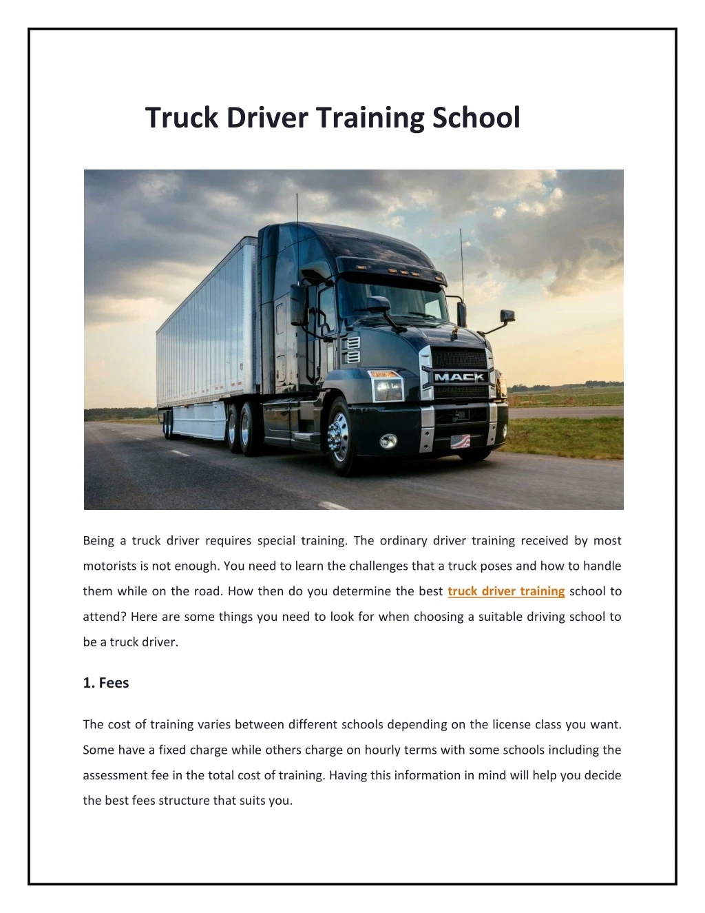 truck driver training school n.