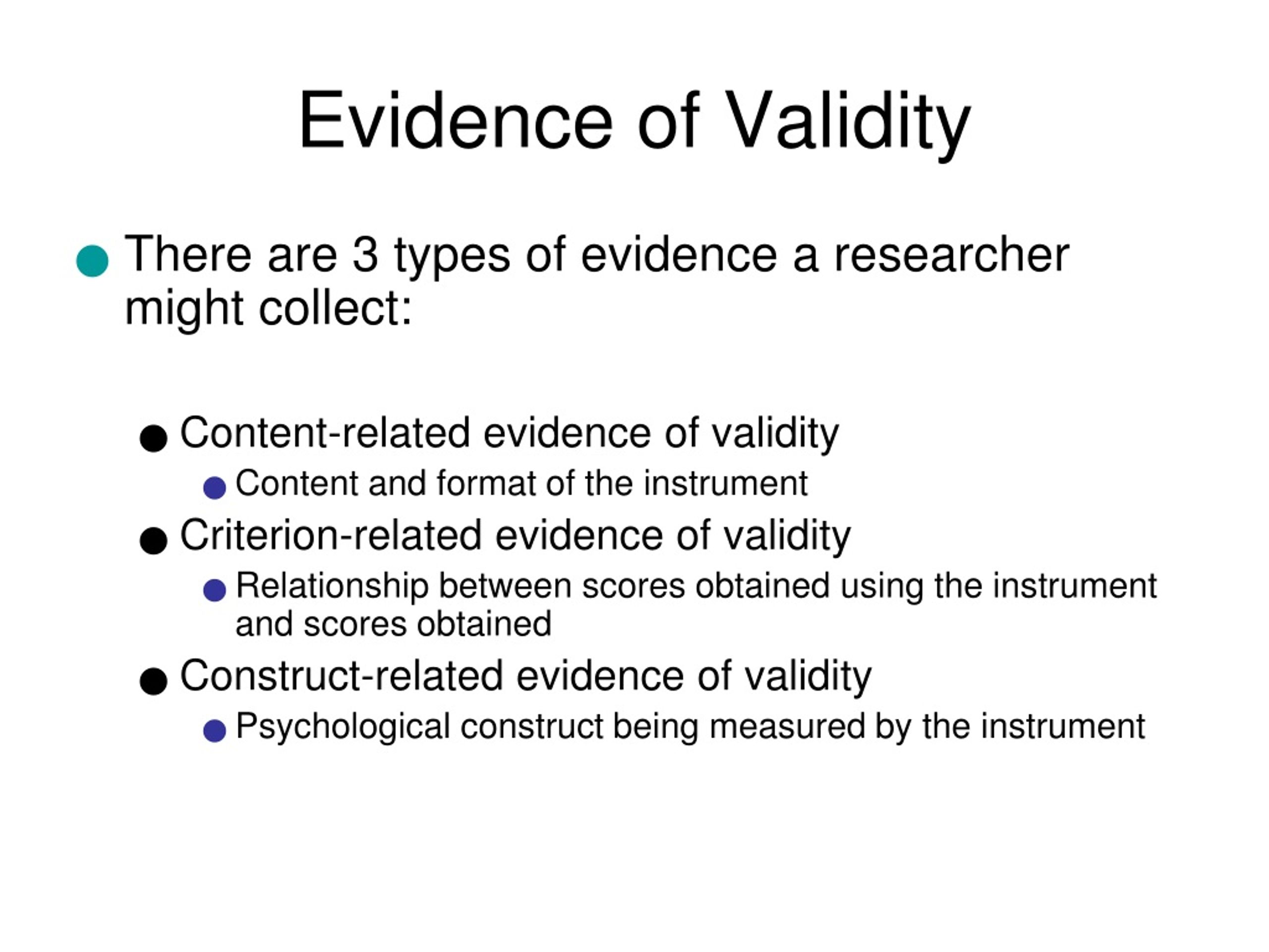 point measure vs measure of validity