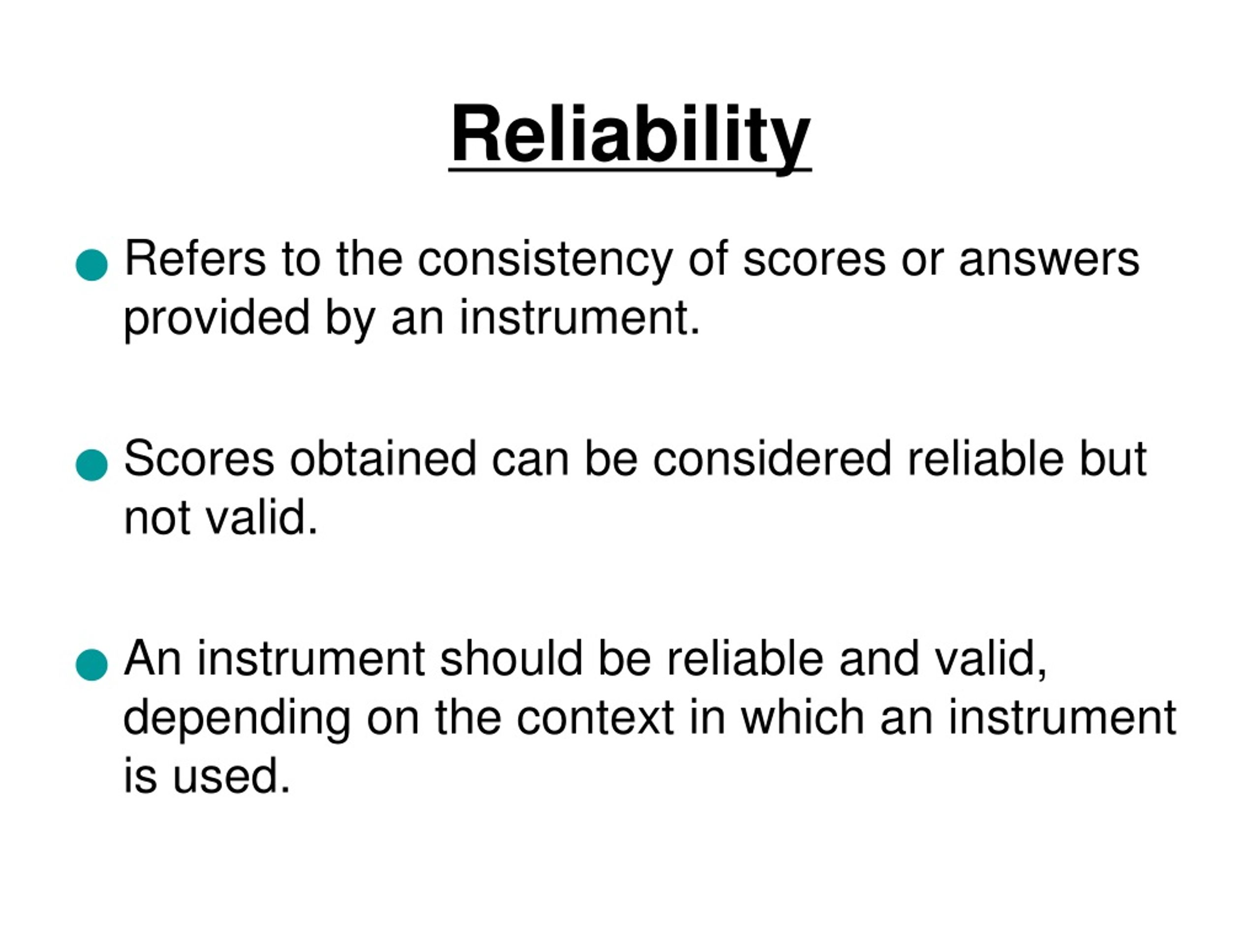 reliability in qualitative research refers to mcq