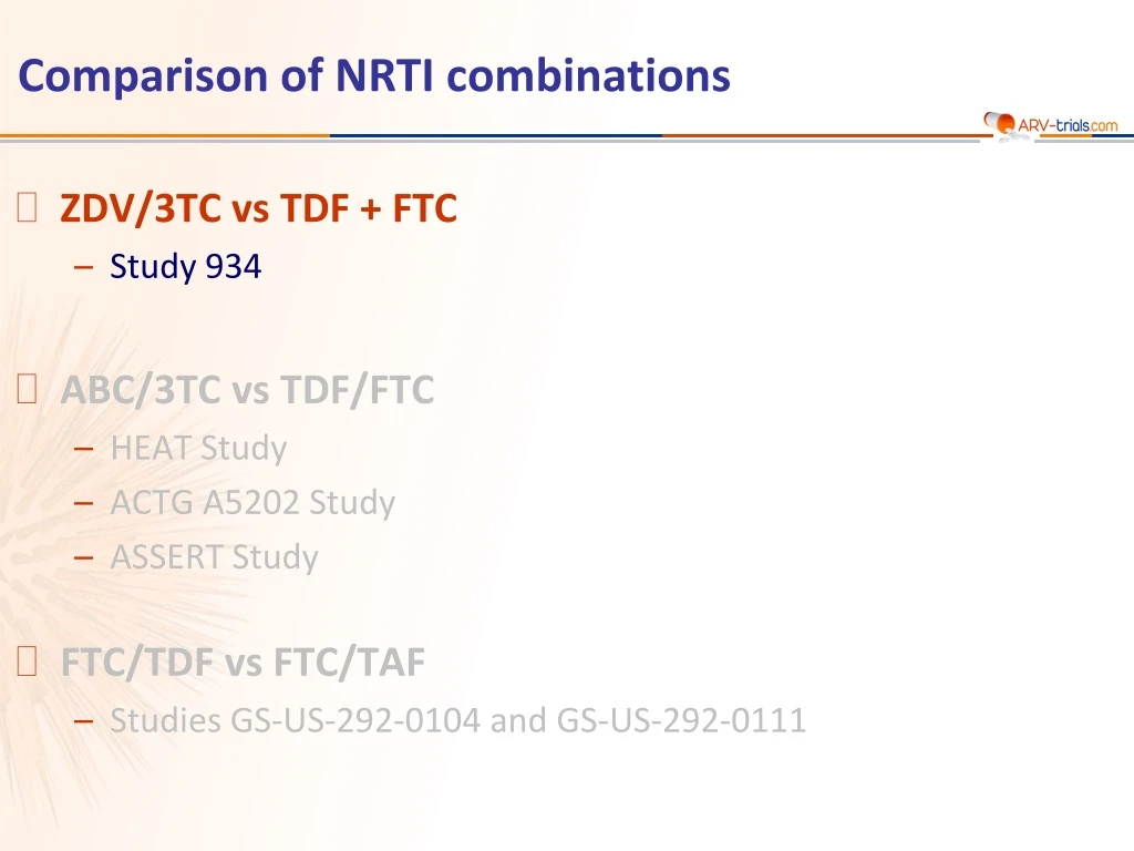 comparison of nrti combinations n.