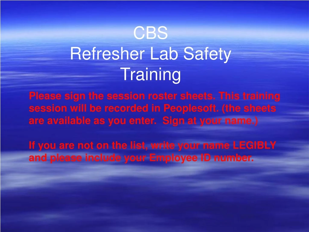 PPT CBS Refresher Lab Safety Training PowerPoint Presentation, free