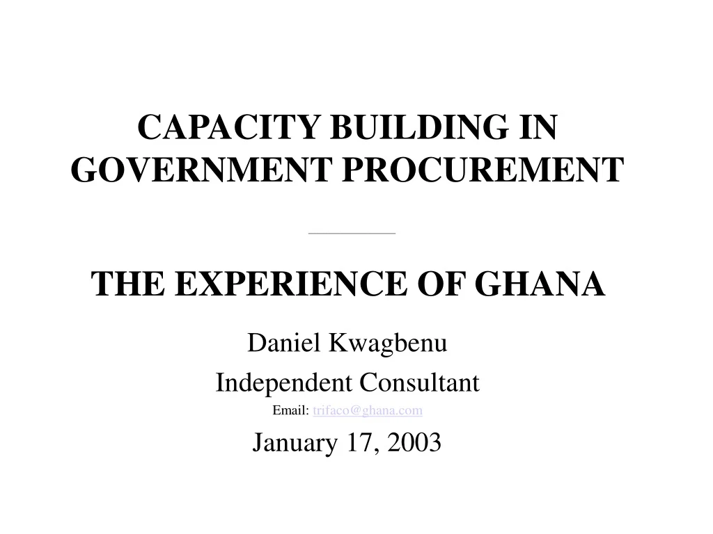 capacity building in government procurement n.
