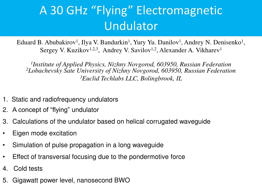 a 30 ghz flying electromagnetic undulator n.