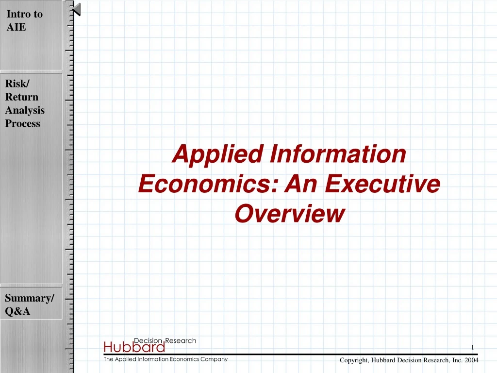 applied information economics an executive n.