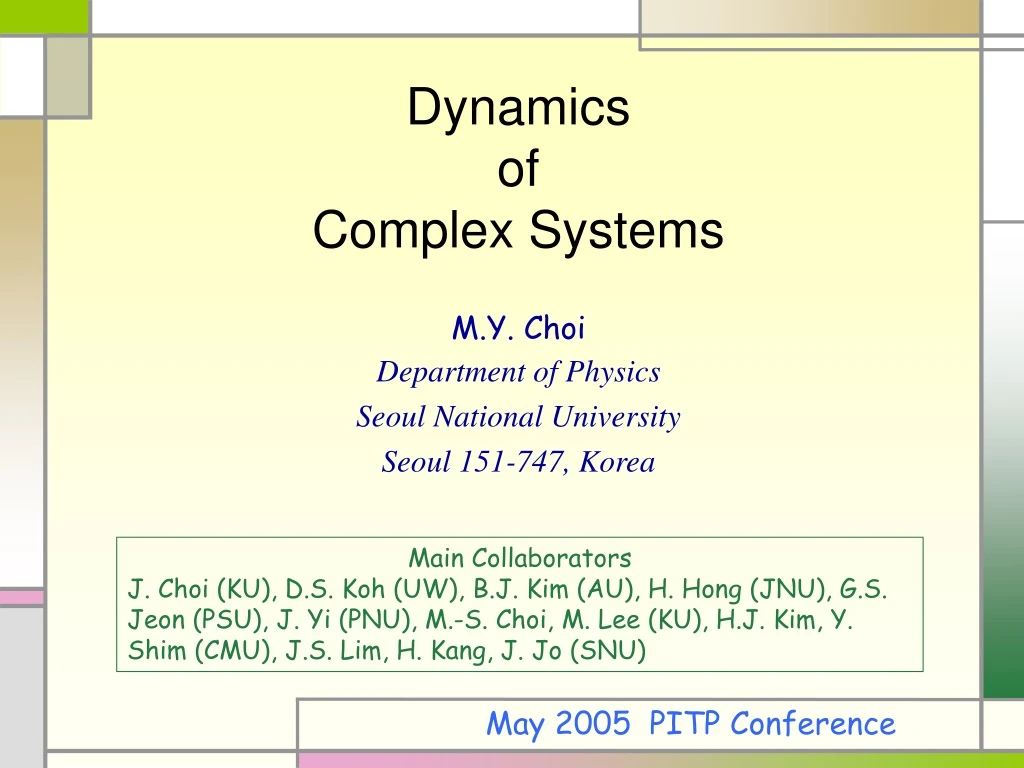 dynamics of complex systems n.