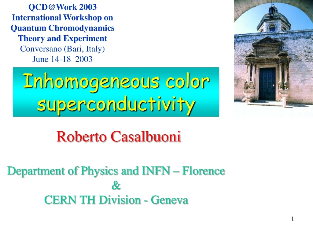 qcd@work 2003 international workshop on quantum n.