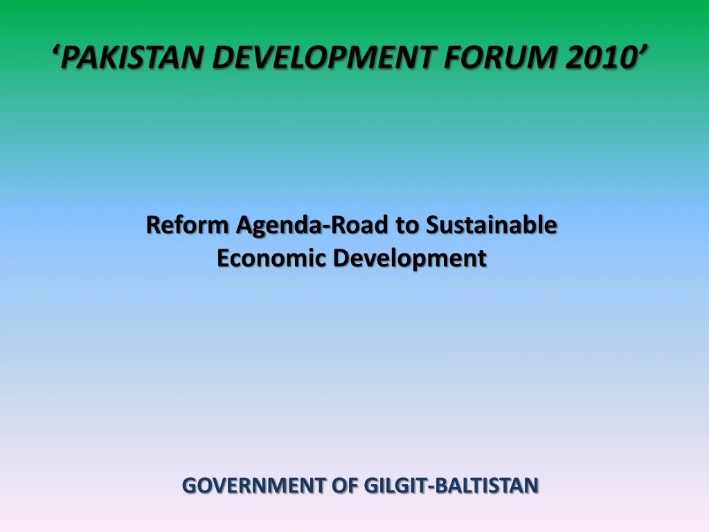 pakistan development forum 2010 n.