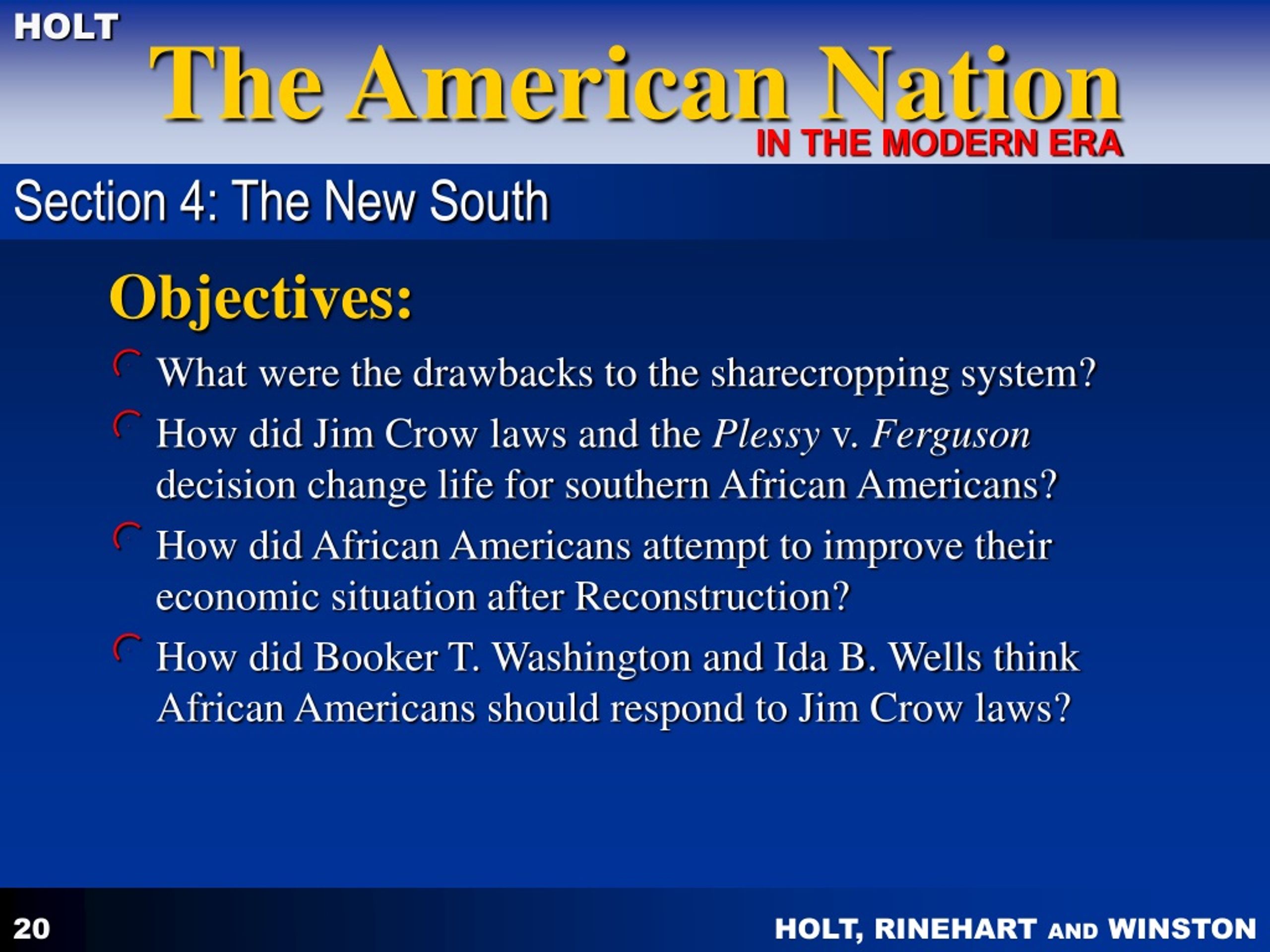 PPT - Chapter 4 RECONSTRUCTION AND THE NEW SOUTH PowerPoint ...