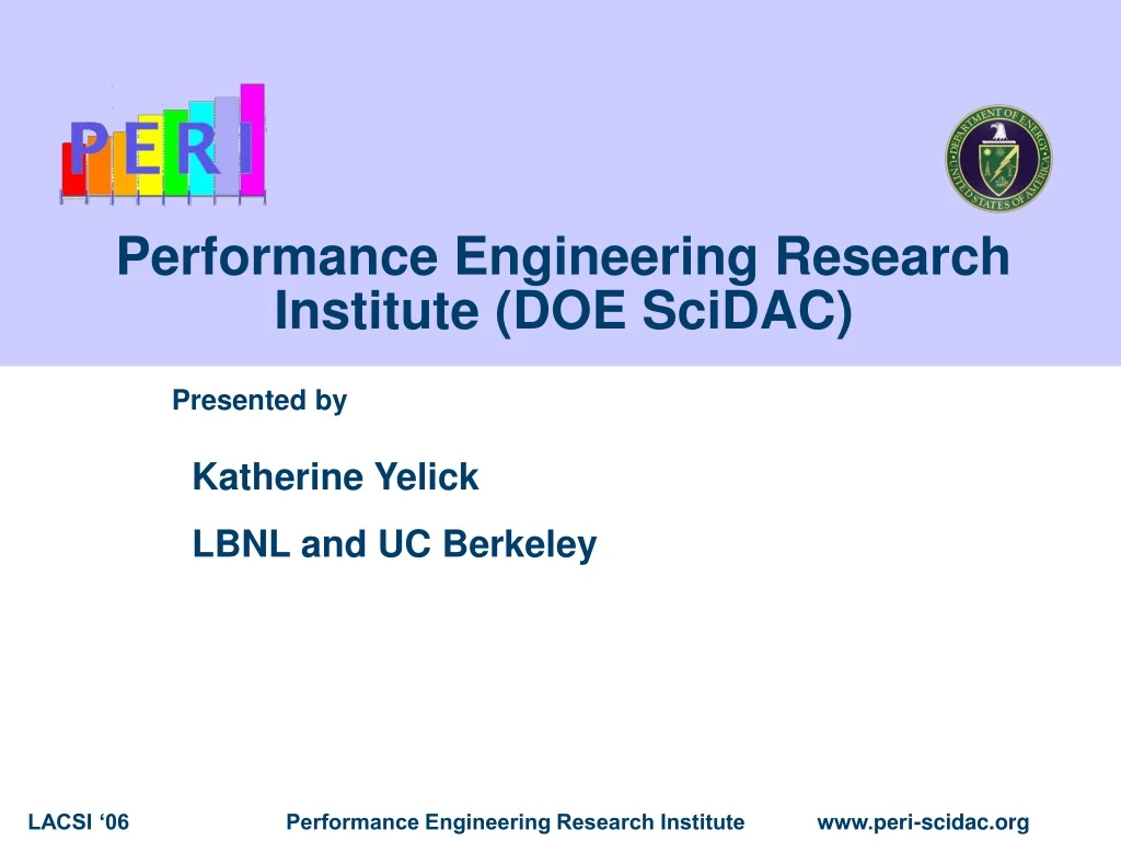 performance engineering research institute doe scidac n.