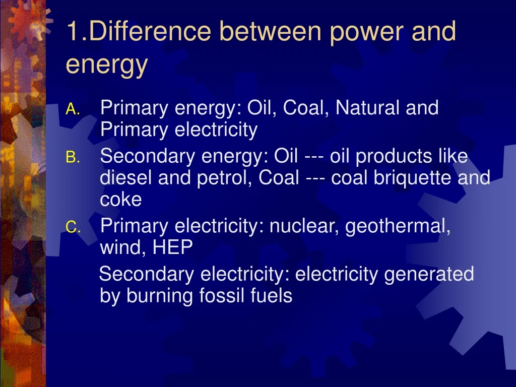 1 difference between power and energy n.