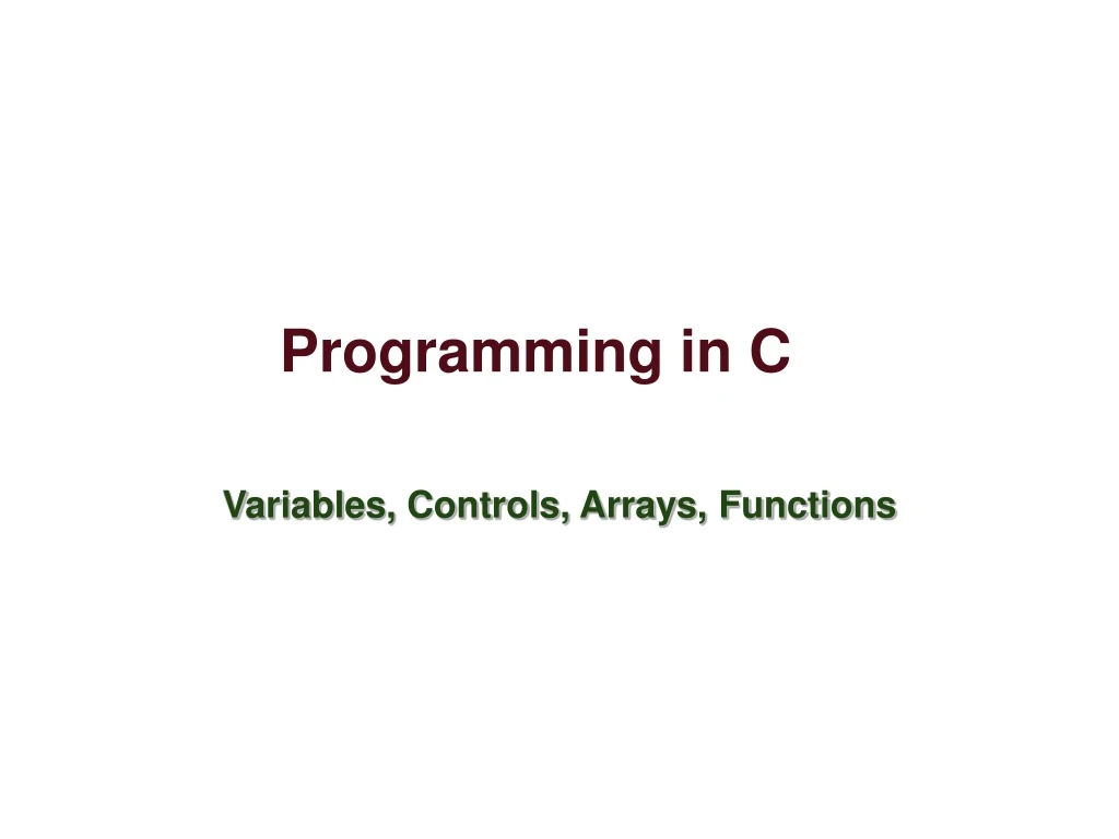 variables controls arrays functions n.