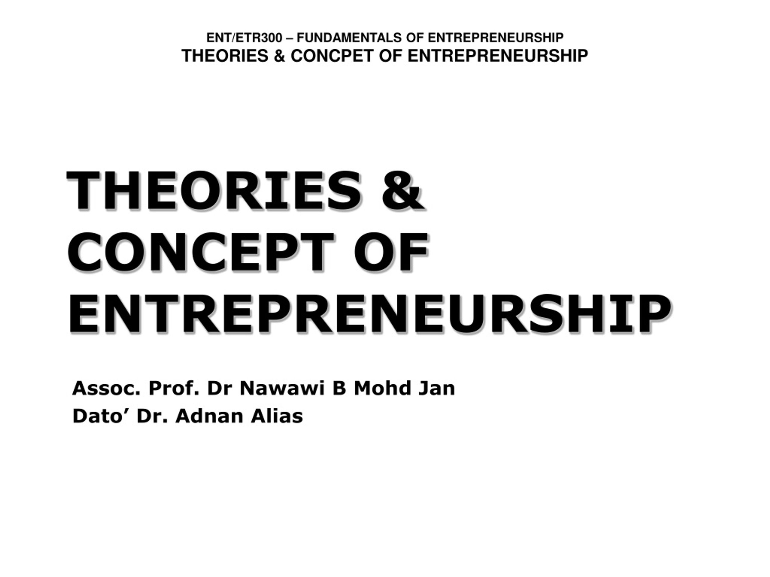 Ppt Theories And Concept Of Entrepreneurship Powerpoint Presentation Id9173306