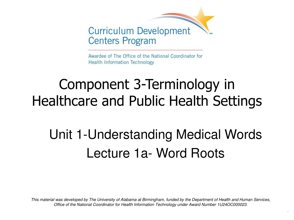 component 3 terminology in healthcare and public health settings n.