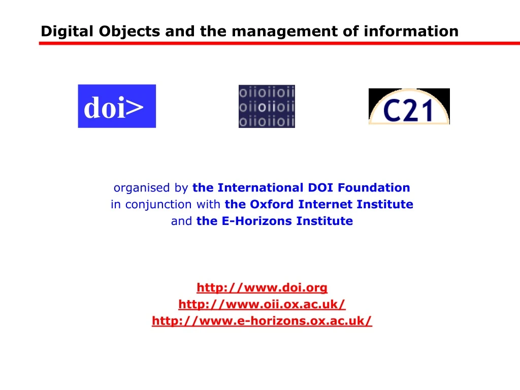 digital objects and the management of information n.