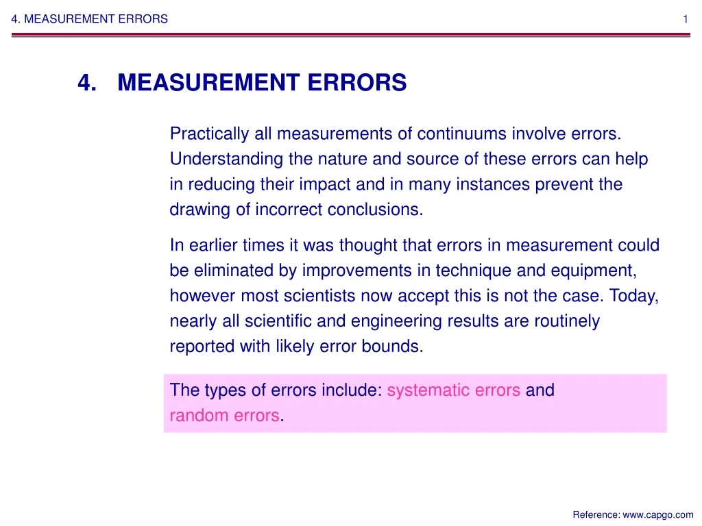 PPT - 4. MEASUREMENT ERRORS PowerPoint Presentation, Free Download - ID ...