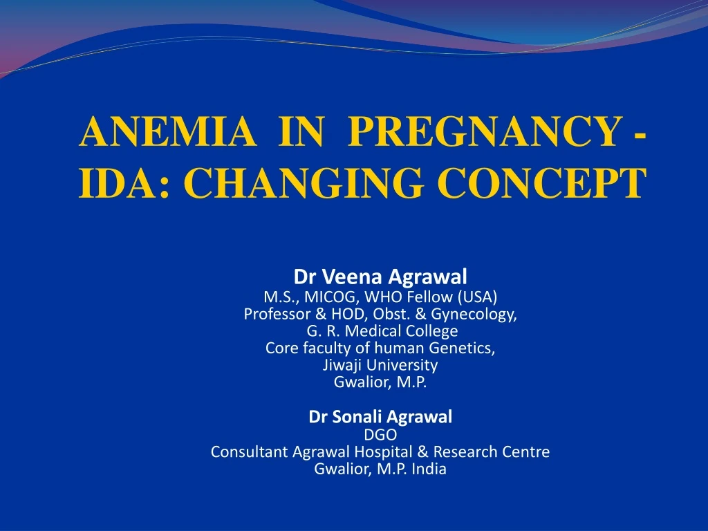 anemia in pregnancy ida changing concept n.