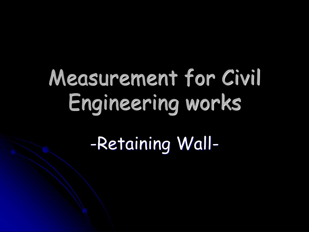 measurement for civil engineering works n.