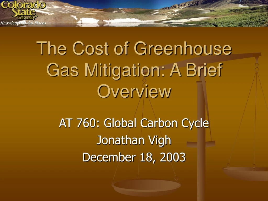 the cost of greenhouse gas mitigation a brief overview n.