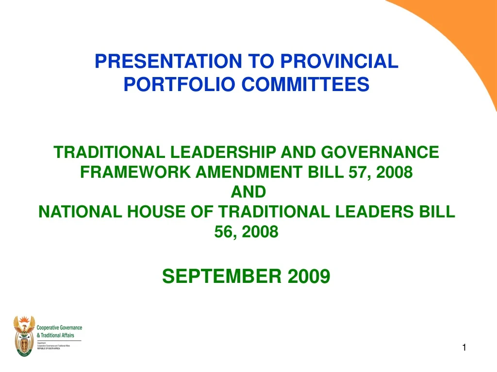 presentation to provincial portfolio committees n.