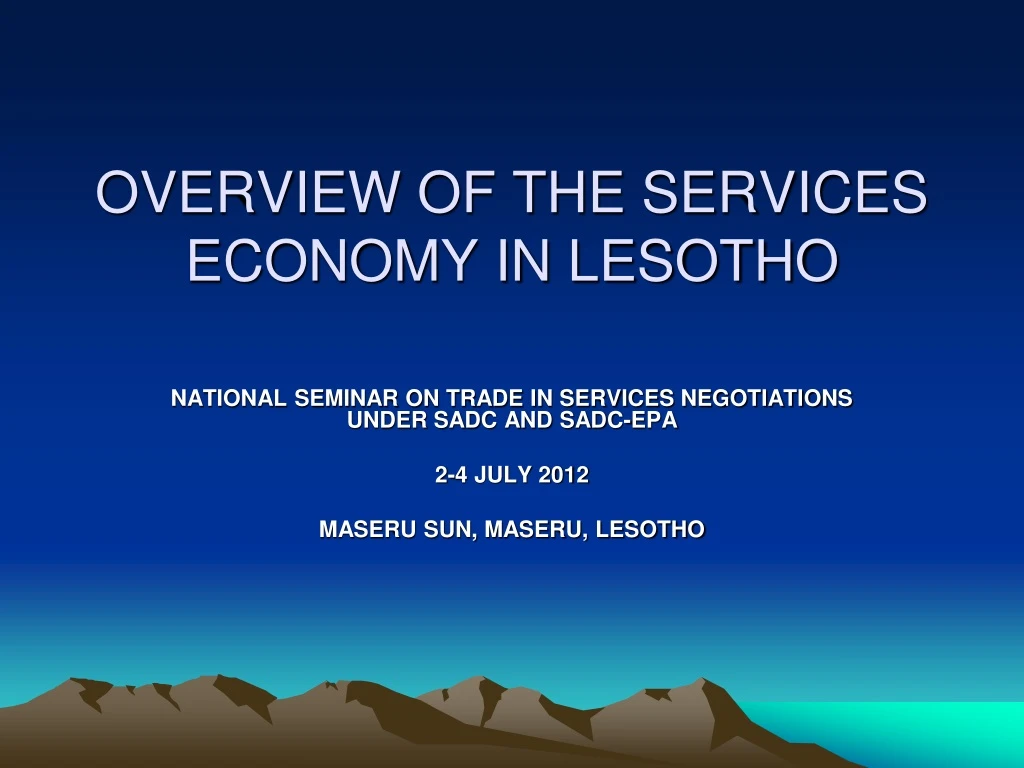 PPT - OVERVIEW OF THE SERVICES ECONOMY IN LESOTHO PowerPoint ...