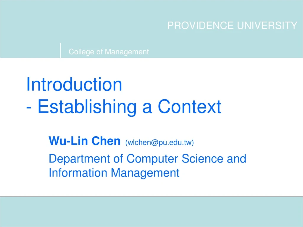 introduction establishing a context n.