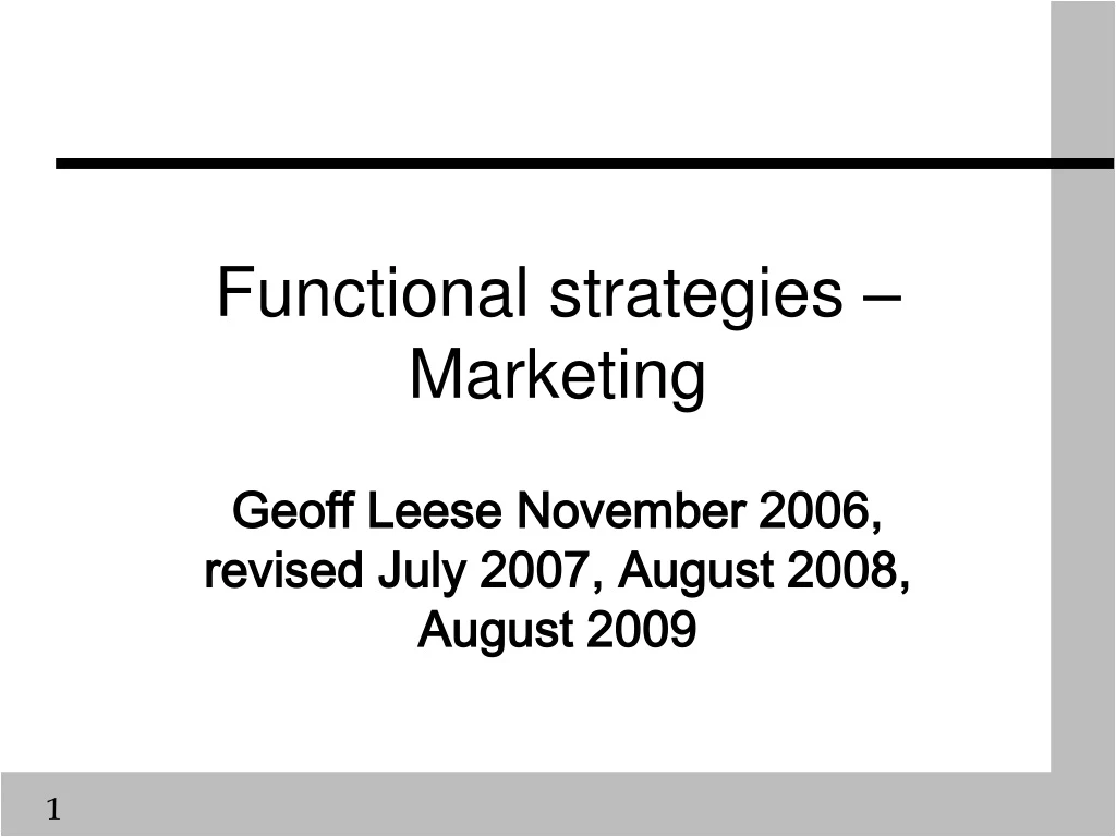 functional strategies marketing n.