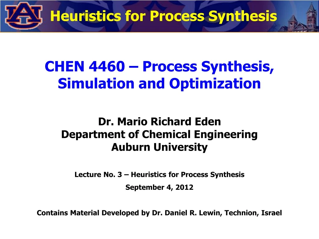 heuristics for process synthesis n.