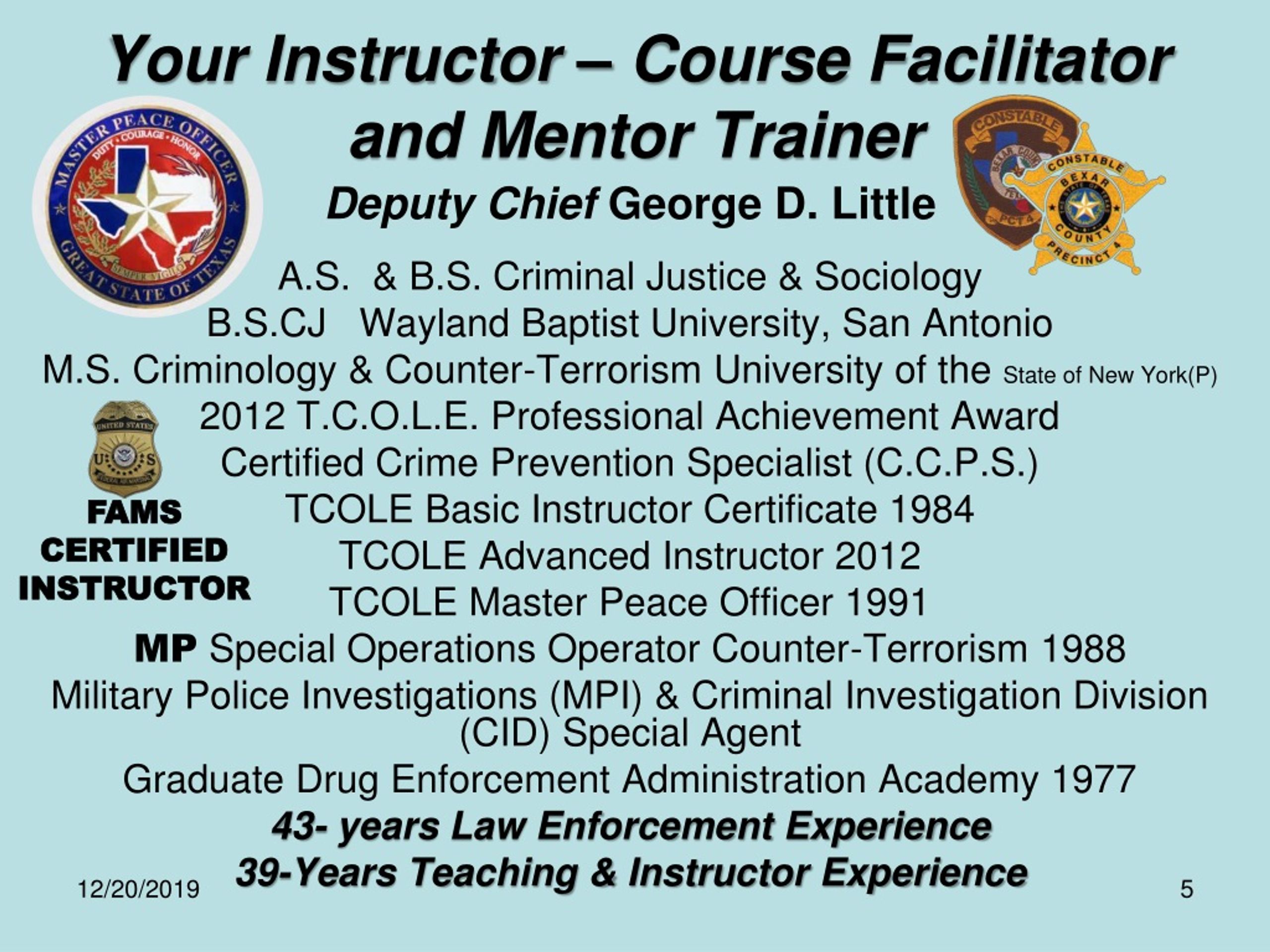 PPT Basic Instructor Course TCOLE 1014 PowerPoint Presentation ID