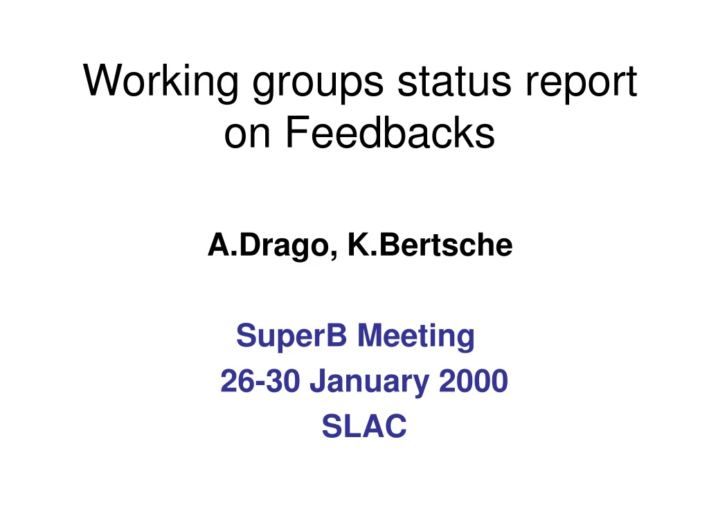 working groups status report on feedbacks n.