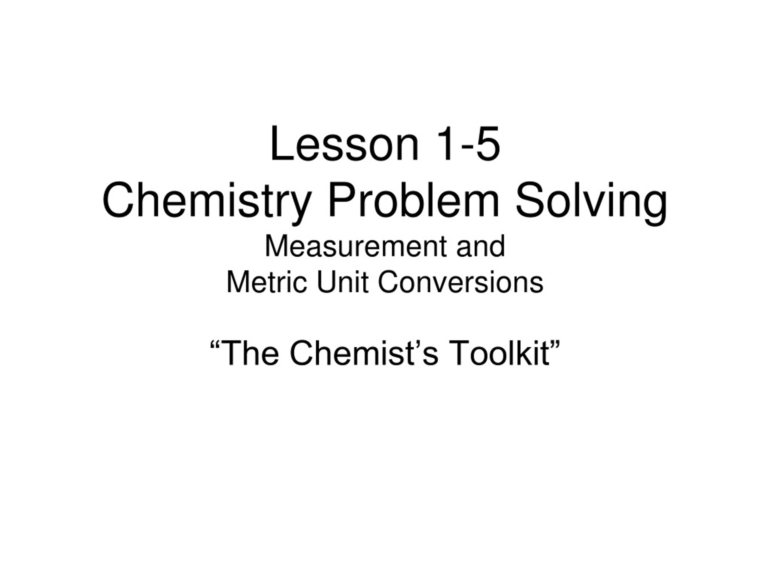 measurement and problem solving chemistry